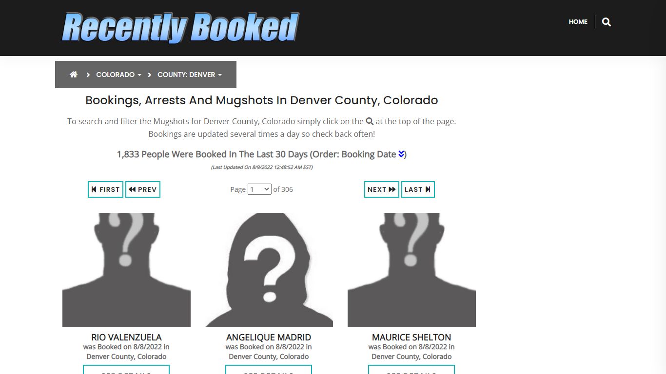 Recent bookings, Arrests, Mugshots in Denver County, Colorado